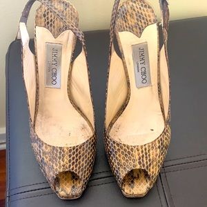 Jimmy Choo Snake Skin High Heel Peep Toe